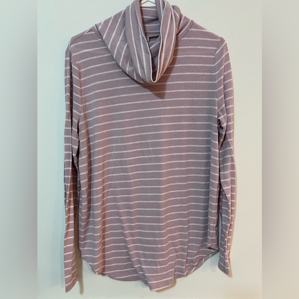 LOFT Tops | Purple cream stripes long sleeve cowl neck sweater top